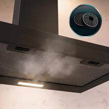 Bolero Flux PM 604000 Black A Campana Extractora Piramidal 60cm de ancho, acabado negro pintado, Motor DC, Eficiencia energética Clase A, 382,5 m³/h, Luz LED y Filtros de Carbono Incluidos