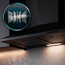 Bolero Flux PM 604000 Black ACappa aspirante piramidale, larghezza 60 cm, finitura verniciata nera, motore DC, classe di efficienza energetica A, 382,5 m³/h, luce LED e filtri a carbone inclusi