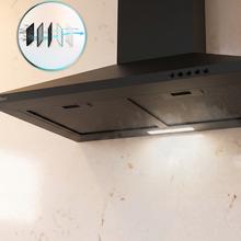 Bolero Flux PM 604000 Black A Campana Extractora Piramidal 60cm de ancho, acabado negro pintado, Motor DC, Eficiencia energética Clase A, 382,5 m³/h, Luz LED y Filtros de Carbono Incluidos