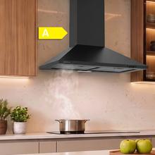 Bolero Flux PM 604000 Black A Campana Extractora Piramidal 60cm de ancho, acabado negro pintado, Motor DC, Eficiencia energética Clase A, 382,5 m³/h, Luz LED y Filtros de Carbono Incluidos