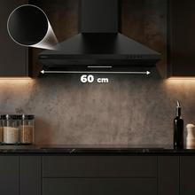 Bolero Flux PM 604000 Black ACappa aspirante piramidale, larghezza 60 cm, finitura verniciata nera, motore DC, classe di efficienza energetica A, 382,5 m³/h, luce LED e filtri a carbone inclusi