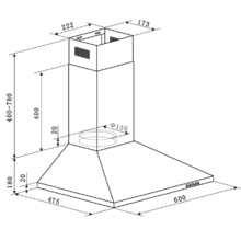 Cappa aspirante Bolero Flux PM 604000 Black A Pyramid di Cecotec. Bolero Flux PM 604000 Black A, larghezza 60 cm, finitura verniciata nera, motore DC, classe di efficienza energetica A, 382,5 m³/h, luce LED e filtri al carbone inclusi.