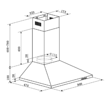 Bolero Flux PM 904000 Inox A Campana Extractora Piramidal 90cm de ancho, acabado acero inoxidable, Motor DC, Eficiencia energética Clase A, 382,5 m³/h, Luz LED y Filtros de Carbono Incluidos