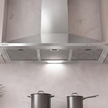 Bolero Flux PM 904000 Inox A Campana Extractora Piramidal 90cm de ancho, acabado acero inoxidable, Motor DC, Eficiencia energética Clase A, 382,5 m³/h, Luz LED y Filtros de Carbono Incluidos
