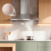 Bolero Flux PM 904000 Inox ACappa aspirante piramidale Cecotec Bolero Flux PM 904000 Inox A, larghezza 90 cm, finitura in acciaio inox, motore DC, classe di efficienza energetica A, 382,5 m³/h, luce LED e filtri a carbone in dotazione