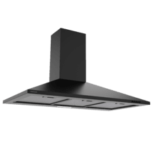 Bolero Flux PM 904000 Black A Campana Extractora Piramidal 90cm de ancho, acabado negro pintado, Motor DC, Eficiencia energética Clase A, 382,5 m³/h, Luz LED y Filtros de Carbono Incluidos