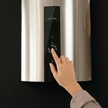 Bolero Flux DRT 358000 Inox A++ Hotte aspirante murale ronde de 35 cm de diamètre, aspiration jusqu’à 715 m3/h, finition inox, classe A++, moteur DC, contrôle tactile, filtres à charbon inclus.
