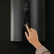 Bolero Flux DRT 358000 Black A++ Hotte aspirante murale ronde de 35 cm de diamètre, aspiration jusqu’à 715 m3/h, finition peinte en noir, classe A++, moteur DC, contrôle tactile, filtres à charbon inclus.