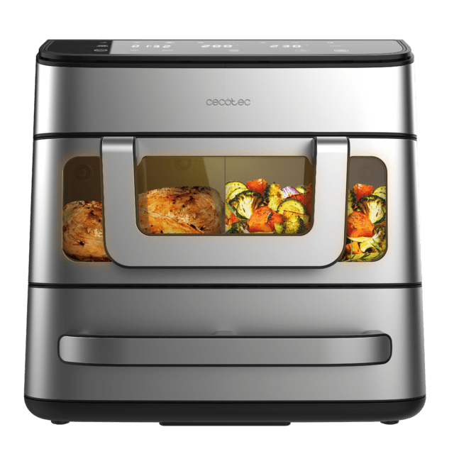 Cecofry FoodCourt 18000 4Pizza Freidora de aire y horno de 18L con piedra para pizza, pantalla a color y sincronización para resultados perfectos.