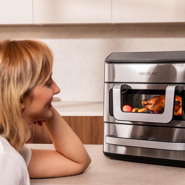 Cecofry FoodCourt 18000 4Pizza Freidora de aire y horno de 18L con piedra para pizza, pantalla a color y sincronización para resultados perfectos.