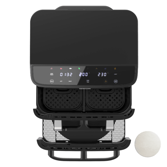 Cecofry FoodCourt 18000 4Pizza Freidora de aire y horno de 18L con piedra para pizza, pantalla a color y sincronización para resultados perfectos.