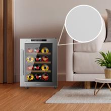 Bolero GrandSommelier 1255 CoolWood Vinoteca Termoeléctrica Pequeña, Capacidad 12 Botellas, Silenciosa 35dB, Temperatura 8 a 18ºC, Humedad 50%-80%, Estantes de Madera, Control Táctil, Clase E, Luz LED, Acero Inox