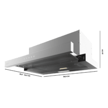 Bolero Flux TLT 604000 Inox A+++ Cecotec Campana extractora Telescópica de 60cm de ancho, con 415m3/h de succión, 3 velocidades, SS Touch Control, acabado inoxidable, Clase Energética A+++, Motor DC, Luz Led, Filtros de Aluminio y Filtros de Carbono incluidos.