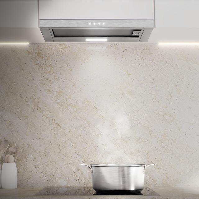 Bolero Flux TLT 604000 Inox A+++ Cecotec Campana extractora Telescópica de 60cm de ancho, con 415m3/h de succión, 3 velocidades, SS Touch Control, acabado inoxidable, Clase Energética A+++, Motor DC, Luz Led, Filtros de Aluminio y Filtros de Carbono incluidos.