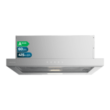 Bolero Flux TLT 604000 Inox A+++ Cecotec Campana extractora Telescópica de 60cm de ancho, con 415m3/h de succión, 3 velocidades, SS Touch Control, acabado inoxidable, Clase Energética A+++, Motor DC, Luz Led, Filtros de Aluminio y Filtros de Carbono incluidos.