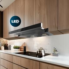 Bolero Flux TLT 604400 Glass Black A+++ Cecotec Campana Extractora Telescópica de 60cm, con 431,2m³/h de succión, Clase A+++, Control Táctil Invisible, Cristal Frontal en Negro, Cuerpo en Acero Inox, Motor DC,  Hand Movement Control, Función Booster, Filtros Lavables, Opción de filtros de carbono incluídos para recirculación.