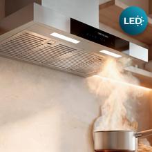 Bolero Flux TLT 604400 Glass Black A+++ Cecotec Campana Extractora Telescópica de 60cm, con 431,2m³/h de succión, Clase A+++, Control Táctil Invisible, Cristal Frontal en Negro, Cuerpo en Acero Inox, Motor DC,  Hand Movement Control, Función Booster, Filtros Lavables, Opción de filtros de carbono incluídos para recirculación.