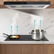 Bolero Flux TLT 604400 Glass Black A+++ Cecotec Campana Extractora Telescópica de 60cm, con 431,2m³/h de succión, Clase A+++, Control Táctil Invisible, Cristal Frontal en Negro, Cuerpo en Acero Inox, Motor DC,  Hand Movement Control, Función Booster, Filtros Lavables, Opción de filtros de carbono incluídos para recirculación.