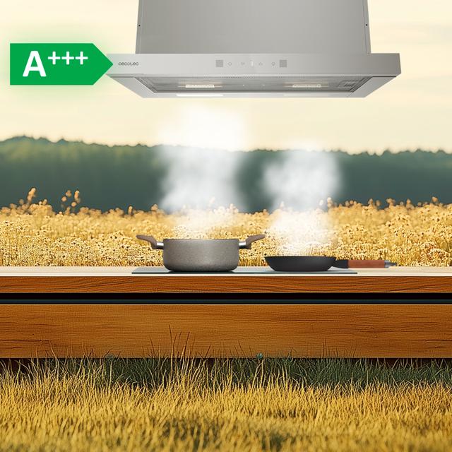 Bolero Flux TLT 604400 Glass White A+++ Cecotec Campana Extractora Telescópica de 60cm, con 431,2m³/h de succión, Clase A+++, Control Táctil Invisible, Cristal Frontal en Blanco, Cuerpo en Acero Inox, Motor DC,  Hand Movement Control, Función Booster, Filtros Lavables, Opción de filtros de carbono incluídos para recirculación.