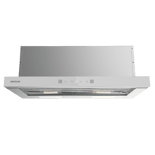 Bolero Flux TLT 604400 Glass White A+++ Cecotec Campana Extractora Telescópica de 60cm, con 431,2m³/h de succión, Clase A+++, Control Táctil Invisible, Cristal Frontal en Blanco, Cuerpo en Acero Inox, Motor DC,  Hand Movement Control, Función Booster, Filtros Lavables, Opción de filtros de carbono incluídos para recirculación.