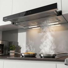Bolero Flux TLT 605501 Glass Black A++ Campana Extractora Telescópica de 60cm, con 606,4m³/h de succión, Clase A++, Control Táctil Invisible, Cristal Frontal en Negro, Cuerpo en Acero Inox, Motor DC,  Hand Movement Control, Función Booster, Filtros Lavables, Opción de filtros de carbono incluídos para recirculación.