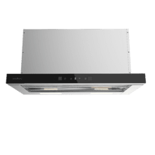 Bolero Flux TLT 605501 Glass Black A++ Campana Extractora Telescópica de 60cm, con 606,4m³/h de succión, Clase A++, Control Táctil Invisible, Cristal Frontal en Negro, Cuerpo en Acero Inox, Motor DC,  Hand Movement Control, Función Booster, Filtros Lavables, Opción de filtros de carbono incluídos para recirculación.