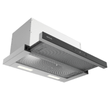 Bolero Flux TLT 605501 Glass Black A++ Campana Extractora Telescópica de 60cm, con 606,4m³/h de succión, Clase A++, Control Táctil Invisible, Cristal Frontal en Negro, Cuerpo en Acero Inox, Motor DC,  Hand Movement Control, Función Booster, Filtros Lavables, Opción de filtros de carbono incluídos para recirculación.