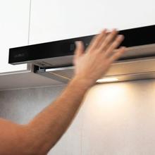 Bolero Flux TLT 605501 Glass Black A++ Campana Extractora Telescópica de 60cm, con 606,4m³/h de succión, Clase A++, Control Táctil Invisible, Cristal Frontal en Negro, Cuerpo en Acero Inox, Motor DC,  Hand Movement Control, Función Booster, Filtros Lavables, Opción de filtros de carbono incluídos para recirculación.