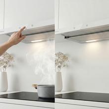 Bolero Flux TLT 605501 Glass White A++ Cecotec Campana Extractora Telescópica de 60cm, con 606,4m³/h de succión, Clase A++, Control Táctil Invisible, Cristal Frontal en Blanco, Cuerpo en Acero Inox, Motor DC, Hand Movement Control, Función Booster, Filtros Lavables, Opción de filtros de carbono incluídos para recirculación.