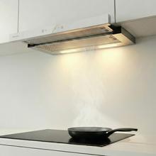 Bolero Flux TLT 605501 Glass White A++ Cecotec Campana Extractora Telescópica de 60cm, con 606,4m³/h de succión, Clase A++, Control Táctil Invisible, Cristal Frontal en Blanco, Cuerpo en Acero Inox, Motor DC, Hand Movement Control, Función Booster, Filtros Lavables, Opción de filtros de carbono incluídos para recirculación.