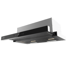 Bolero Flux TLT 704400 Glass Black A+++ Cecotec Campana Extractora Telescópica de 70cm, con 431,2m³/h de succión, Clase A+++, Control Táctil Invisible, Cristal Frontal en Negro, Cuerpo en Acero Inox, Motor DC,  Hand Movement Control, Función Booster, Filtros Lavables, Opción de filtros de carbono incluídos para recirculación.