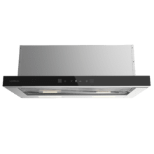 Bolero Flux TLT 704400 Glass Black A+++ Cecotec Campana Extractora Telescópica de 70cm, con 431,2m³/h de succión, Clase A+++, Control Táctil Invisible, Cristal Frontal en Negro, Cuerpo en Acero Inox, Motor DC,  Hand Movement Control, Función Booster, Filtros Lavables, Opción de filtros de carbono incluídos para recirculación.