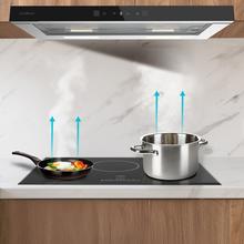 Bolero Flux TLT 704400 Glass Black A+++ Cecotec Campana Extractora Telescópica de 70cm, con 431,2m³/h de succión, Clase A+++, Control Táctil Invisible, Cristal Frontal en Negro, Cuerpo en Acero Inox, Motor DC,  Hand Movement Control, Función Booster, Filtros Lavables, Opción de filtros de carbono incluídos para recirculación.