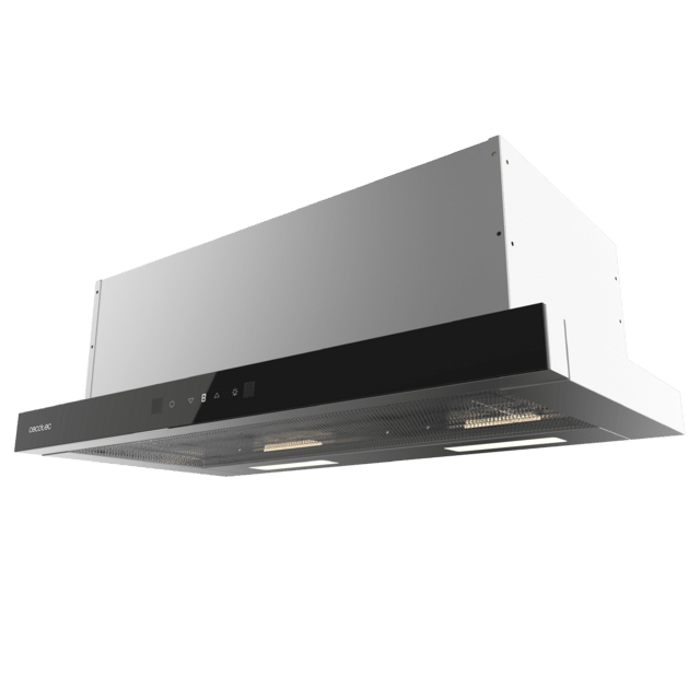 Bolero Flux TLT 704400 Glass Black A+++ Cecotec Campana Extractora Telescópica de 70cm, con 431,2m³/h de succión, Clase A+++, Control Táctil Invisible, Cristal Frontal en Negro, Cuerpo en Acero Inox, Motor DC,  Hand Movement Control, Función Booster, Filtros Lavables, Opción de filtros de carbono incluídos para recirculación.