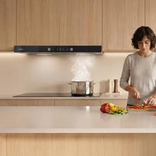 Bolero Flux TLT 704400 Glass Black A+++ Cecotec Campana Extractora Telescópica de 70cm, con 431,2m³/h de succión, Clase A+++, Control Táctil Invisible, Cristal Frontal en Negro, Cuerpo en Acero Inox, Motor DC,  Hand Movement Control, Función Booster, Filtros Lavables, Opción de filtros de carbono incluídos para recirculación.