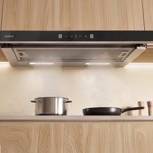 Bolero Flux TLT 704400 Glass Black A+++ Cecotec Campana Extractora Telescópica de 70cm, con 431,2m³/h de succión, Clase A+++, Control Táctil Invisible, Cristal Frontal en Negro, Cuerpo en Acero Inox, Motor DC,  Hand Movement Control, Función Booster, Filtros Lavables, Opción de filtros de carbono incluídos para recirculación.