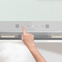 Bolero Flux TLT 704400 Glass White A+++ Cecotec Campana Extractora Telescópica de 70cm, con 431,2m³/h de succión, Clase A+++, Control Táctil Invisible, Cristal Frontal en Blanco, Cuerpo en Acero Inox, Motor DC,  Hand Movement Control, Función Booster, Filtros Lavables, Opción de filtros de carbono incluídos para recirculación.