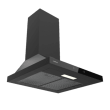 Bolero Flux PT 504400 Black A++ Campana Extractora Piramidal de 50cm, con 449,5m³/h de succión, Clase A+++, Control Táctil Invisible, Acabado en negro pintado y frontal cristal negro, Motor DC, Hand Movement Control, Función Booster, Filtros Lavables, Opción de filtros de carbono incluídos para recirculación.