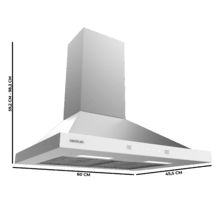 Bolero Flux PT 604400 Inox A+++ Campana Extractora Piramidal de 60cm, con 449,5m³/h de succión, Clase A+++, Control Táctil Invisible, Acabado en Acero Inoxidable y frontal cristal blanco, Motor BLDC, Hand Movement Control, Función Booster, Filtros Lavables, Opción de filtros de carbono incluídos para recirculación.