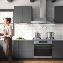 Bolero Flux PT 704400 Inox A+++ Cecotec campana Extractora Piramidal de 70cm, con 449,5m³/h de succión, Clase A+++, Control Táctil Invisible, Acabado en Acero Inoxidable y frontal cristal blanco, Motor BLDC, Hand Movement Control, Función Booster, Filtros Lavables, Opción de filtros de carbono incluídos para recirculación.