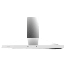 Bolero Flux PT 904400 Inox A+++ Hotte aspirante pyramidale, 90 cm, avec une puissance d'aspiration de 449,5 m³/h, classe A+++, contrôle tactile invisible, finition en acier inoxydable et façade en verre blanc, moteur DC, Hand Movement Control, fonction Booster, filtres lavables, option filtres à charbon inclus pour la recirculation.
