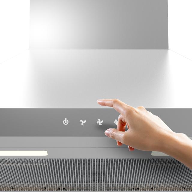 Bolero Flux PT 604000 Inox A+++ Cecotec Campana extractora Piramidal de 60cm de ancho, con 427,6m3/h de succión, 3 velocidades, SS Touch Control, acabado inoxidable, Clase Energética A+++, Motor DC, Luz Led, Filtros de Aluminio y Filtros de Carbono incluidos.