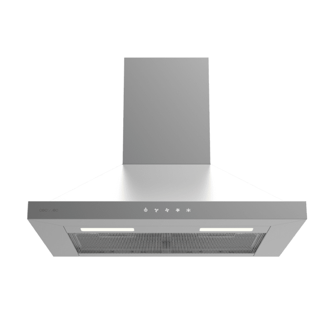 Bolero Flux PT 604000 Inox A+++ Cecotec Campana extractora Piramidal de 60cm de ancho, con 427,6m3/h de succión, 3 velocidades, SS Touch Control, acabado inoxidable, Clase Energética A+++, Motor DC, Luz Led, Filtros de Aluminio y Filtros de Carbono incluidos.