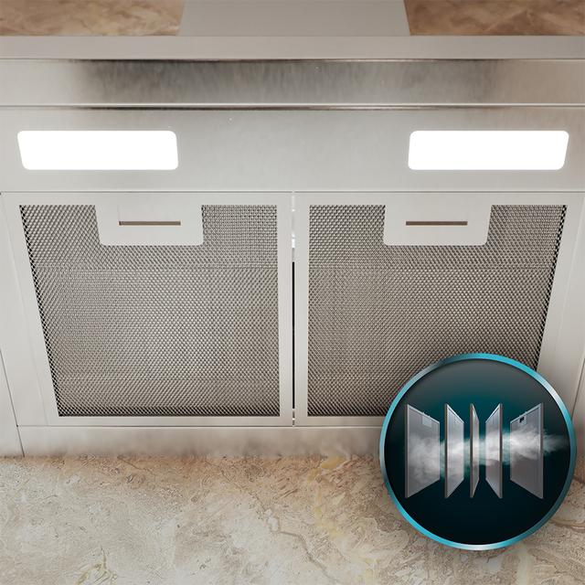 Bolero Flux TT 604000 Inox A++ Cecotec Campana extractora "T" de 60cm de ancho, con 393m3/h de succión, 3 velocidades, SS Touch Control, acabado inoxidable, Clase Energética A++, Motor DC, Luz Led, Filtros de Aluminio y Filtros de Carbono incluidos.