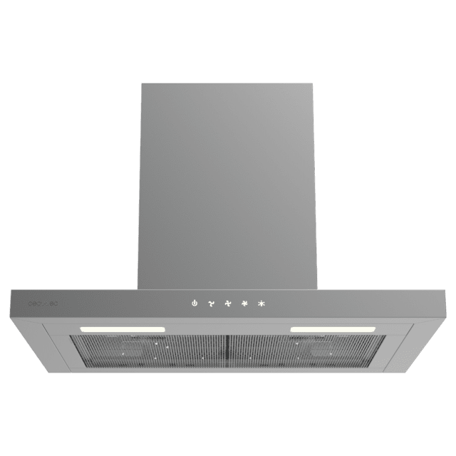 Bolero Flux TT 604000 Inox A++ Cecotec Campana extractora "T" de 60cm de ancho, con 393m3/h de succión, 3 velocidades, SS Touch Control, acabado inoxidable, Clase Energética A++, Motor DC, Luz Led, Filtros de Aluminio y Filtros de Carbono incluidos.