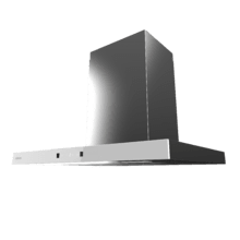 Bolero Flux TT 604400 Inox A++ Hotte aspirante en T, 60 cm, avec une puissance d'aspiration de 413,3 m³/h, classe A++, contrôle tactile invisible, finition en acier inoxydable et façade en verre blanc, moteur BLDC, Hand Movement Control, fonction Booster, filtres lavables, option filtres à charbon inclus pour la recirculation.