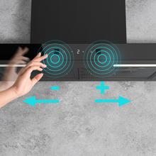 Bolero Flux TT 604400 Black A++ Hotte aspirante en T, 60 cm, avec une puissance d'aspiration de 413,3 m³/h, classe A++, contrôle tactile invisible, finition noire et façade en verre noir, moteur DC, Hand Movement Control, fonction Booster, filtres lavables, option filtres à charbon inclus pour la recirculation.