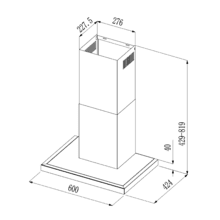 Bolero Flux TT 604400 Black A++ Hotte aspirante en T, 60 cm, avec une puissance d'aspiration de 413,3 m³/h, classe A++, contrôle tactile invisible, finition noire et façade en verre noir, moteur DC, Hand Movement Control, fonction Booster, filtres lavables, option filtres à charbon inclus pour la recirculation.