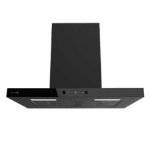 Bolero Flux TT 604400 Black A++ Hotte aspirante en T, 60 cm, avec une puissance d'aspiration de 413,3 m³/h, classe A++, contrôle tactile invisible, finition noire et façade en verre noir, moteur DC, Hand Movement Control, fonction Booster, filtres lavables, option filtres à charbon inclus pour la recirculation.