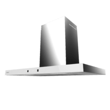 Bolero Flux TT 704400 Inox A++ Hotte aspirante en T, 70 cm, avec une puissance d'aspiration de 413,3 m³/h, classe A++, contrôle tactile invisible, finition en acier inoxydable et façade en verre blanc, moteur BLDC, Hand Movement Control, fonction Booster, filtres lavables, option filtres à charbon inclus pour la recirculation.